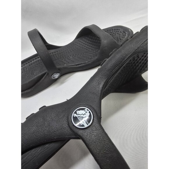 Crocs Sandals Black Cleo Relaxed Fit Strappy Slip On Shoes Women’s Size 7 - Picture 7 of 11